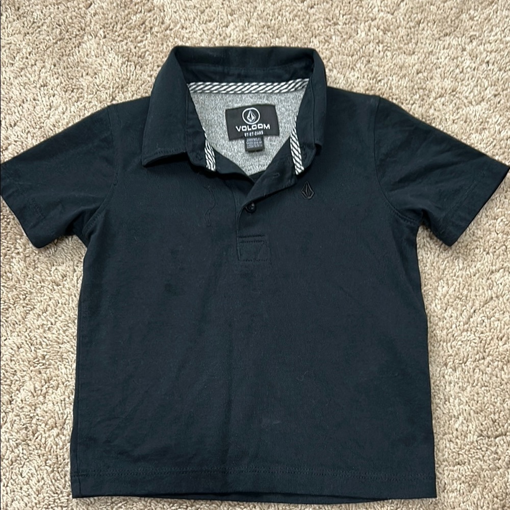 Worn 2x Little Boys Volcom Black Polo Shirt Classic Knit Casual